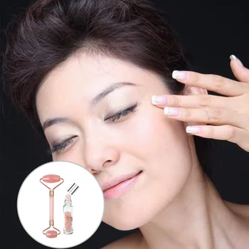 

1 Set Natural Powder Crystal Jade Roller Natural Roller Massager Practical Body Massager Jade Roller Refined Oil Bottle for Stor