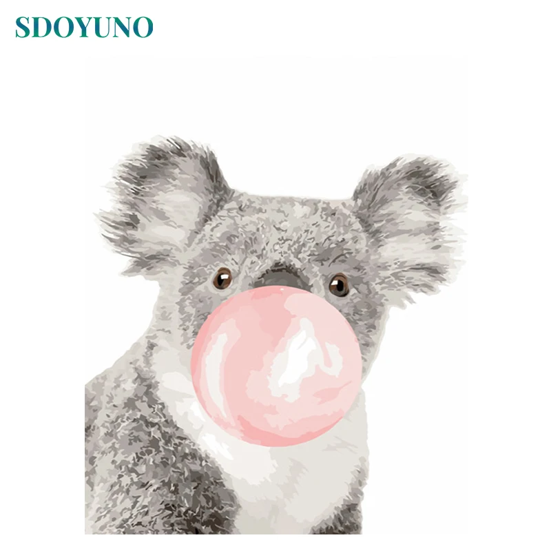 

SDOYUNO DIY Painting By Numbers Koala 60x75cm Frameless pictures by numbers Animals Wall Art Home Decoration unqiue Gift