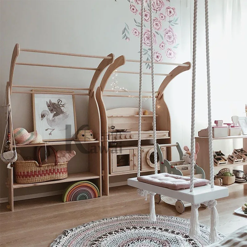 

Nordic Style Kids Swing chair Hand-kitting Rope Swing Seat Great for Tree Indoor Playground Children's room decoration