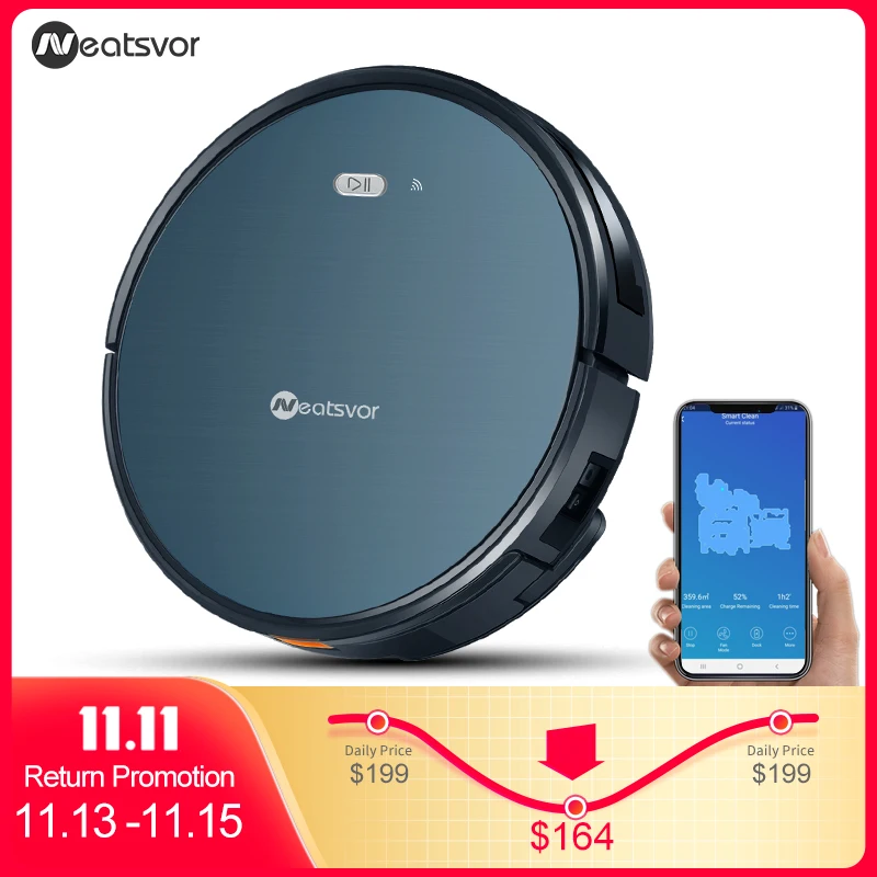 NEATSVOR X500 робот пылесос 1800 PA Poweful всасывания 3in1 pet волос дома сухой мокрой Чистка Уборка Робот Авто Зарядка вакуум