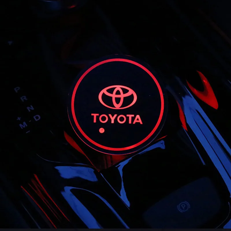 

1pcs Fashion Car Styling Luminous For Toyotas CROWN REIZ TRD Racing Logo Light LED Cup Drink Holder Anti Slip Car accessories