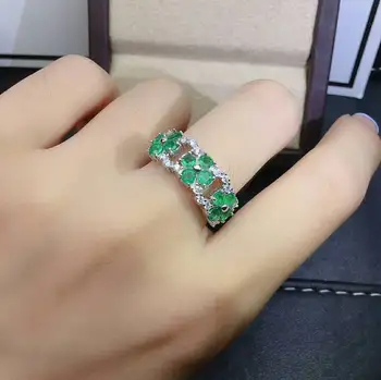 

MeiBaPJ High Quality Natural Emerald Gemstone Flower Ring for Women Real 925 Sterling Silver Charm Fine Wedding Jewelry