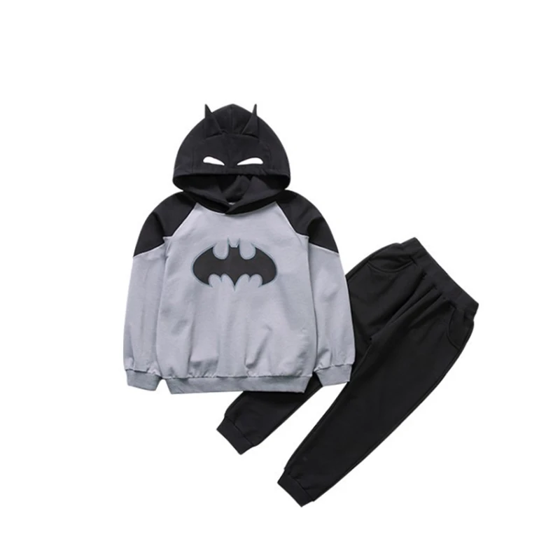 Детская одежда для мальчиков Модный комплект одежды из 2 предметов с принтом Бэтмена для мальчиков-подростков, толстовка+ спортивные штаны Одежда для мальчиков возрастом 4, 6, 814 лет