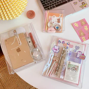 

Mohamm 1Pc Korean Ins Style Transparent PVC Storage Bag Portable Data Storage Package Travel Organizer