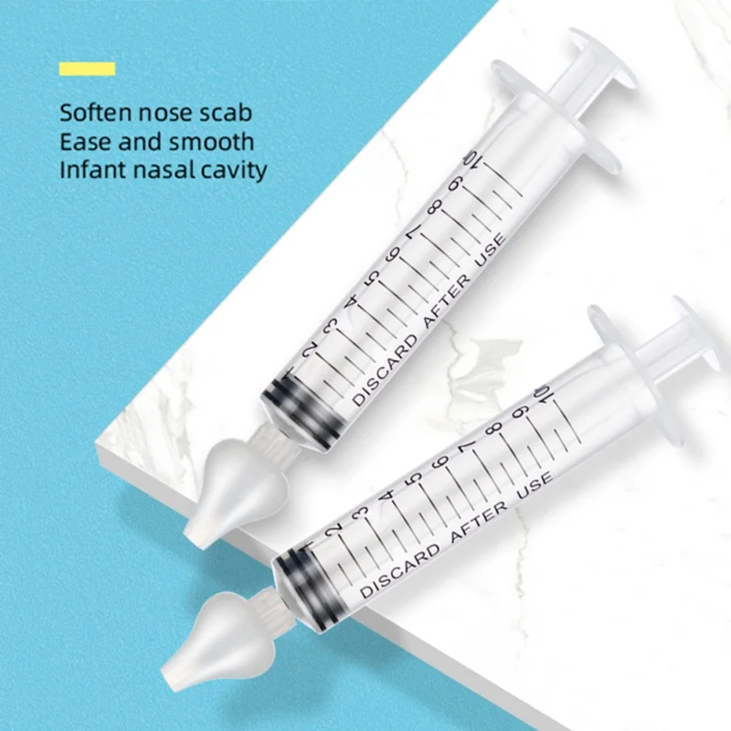 New 2Pcs Needle Tube Nasal Aspirator Baby Care Nasal Aspirator Cleaner 10ML Baby Rhinitis Washer