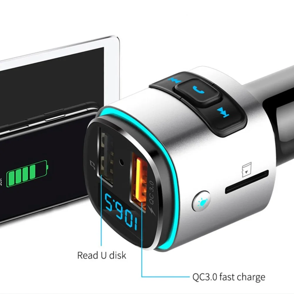 Автомобильный MP3 прикуриватель Подключаемая карта музыкальный плеер монтируемый приемник передатчик Быстрая зарядка автомобильное зарядное устройство