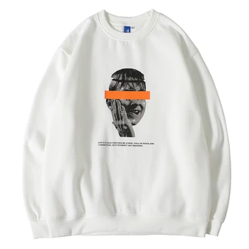 

Creative Blindfold Print O-Neck Sweatshirt Long Sleeve Cotton Pullover Men's Tops 2020 Fashion Spring New