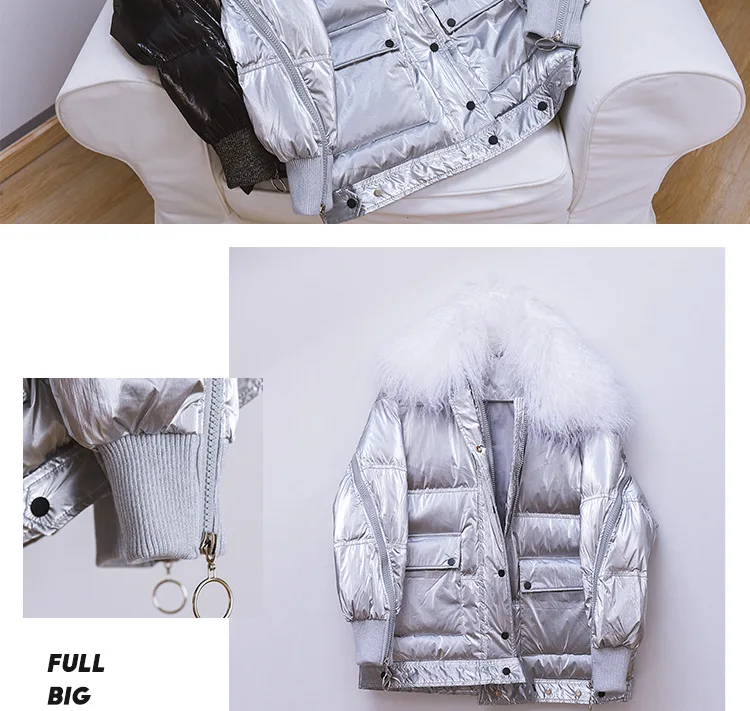 Female Down Jacket Loose Korean Beach Wool Large Fur Collar Down Jackets Women Parka Short Student Down Winter Coat NS1570
