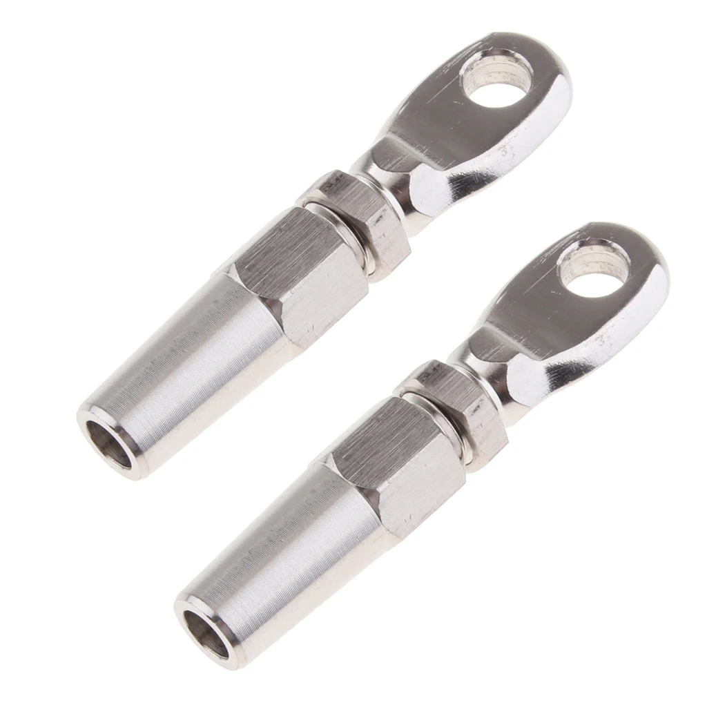 2x 4mm 316 Stainless Steel Wire Rope Swageless Eye Terminal End Compression 2x 4mm 316 Stainless Steel Wire Rope Swageless Eye Terminal End Compression