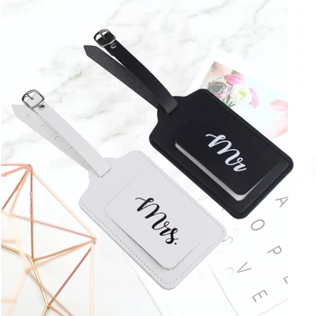 

Custom PU Luggage tag Mr Mrs Honeymoon Travel Wedding Groom bride to be Personalized Bridesmaid Groomsman proposal gift