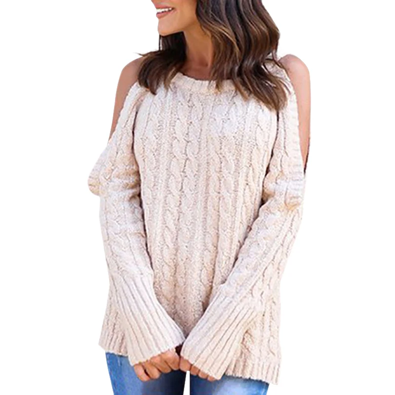 Knitted Sexy Sweater Women Autumn Winter New Long Round Neck Twist Sweaters Long Sleeve Tops Pull Femme Maglioni: