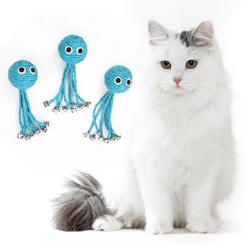 

scratch-resistant Cat bell toy paper rope weaving octopus modeling toy pet supplies