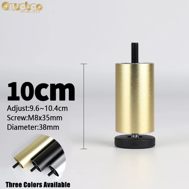 Onuobao 4PCS Furniture Leg M8 Screw Adjustable Aluminum Alloy Sofa Leg for Table Legs Raised Feet Refrigerator Washing Machine Gold-10cm