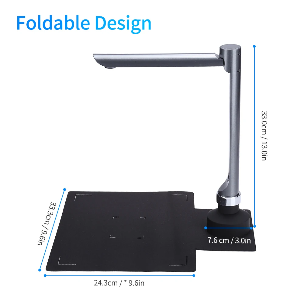 F60A USB Document Camera Scanner 5MP HD A4 Capture Size with LED Light Software for Online Teaching