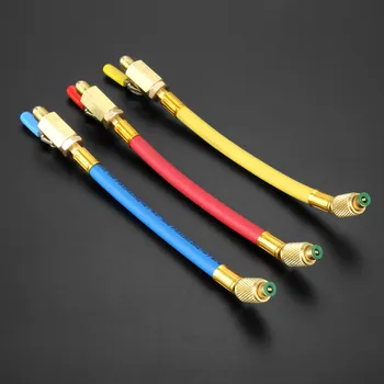 

9.8" 1/4" SAE R134A R410a Brass AC Refrigerant HVAC AC Charging Hoses with Ball Shut Off Valves 250mm 600Psi