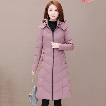 

Winter Warm Long Down Cotton Jackets Plus Size Women Down Jacket Windproof Jacket Casual Womens Hooded Parkas Overcoat 4XL F1226