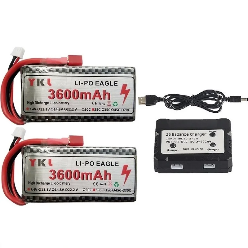 

7,4 V 3600mAh RC Lipo батарея/USB зарядное устройство для Wltoys 12428 14401 144001144002 RC автомобиль feiyue 03 Q39 части 2s 7,4 V автомобильный аккумулятор