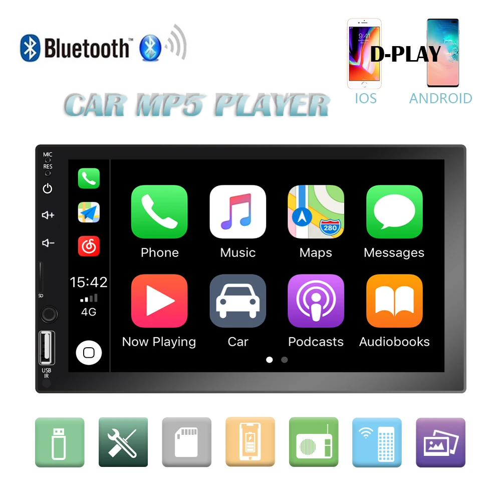 Автомобильная аудиосистема и видео HD 7 дюймовый двойной шпиндель Авто MP4 MP5 Bluetooth