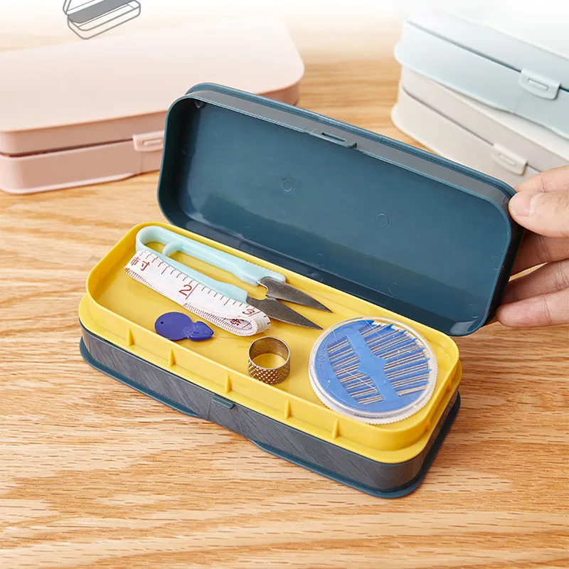 

Multifunction Home Buckle Portable Double-layer Sewing Combination Sewing Box with Scissors Tape Measure Thimble Sewing Tool Set