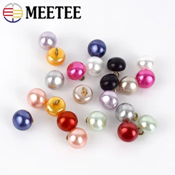 

Meetee 30/50/100pcs 10mm Resin Pearl Buttons Shank Button DIY Shirt Costume Decoration Buckles Sewing Accessories CN035
