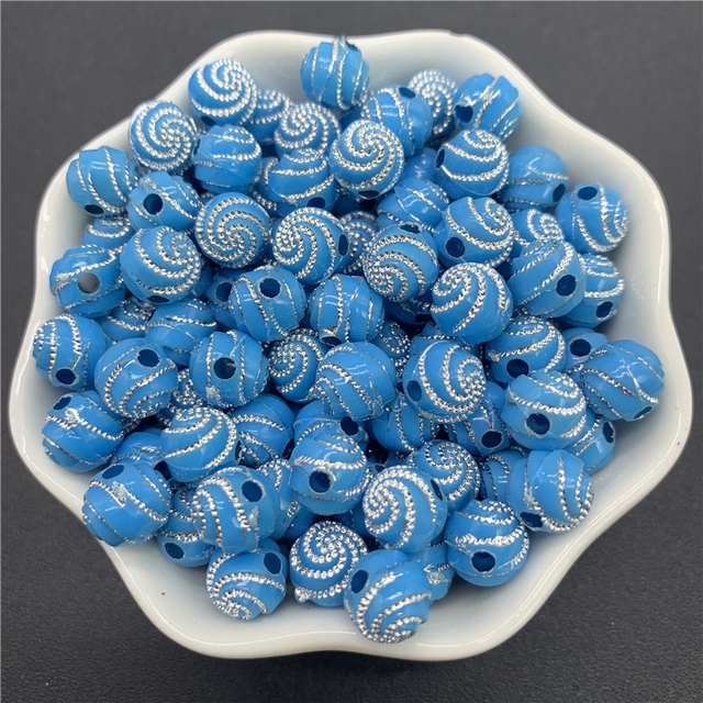 8mm Acrylic Spacer Beads Carving Vortex Loose Round Shape Beads For Jewelry Making