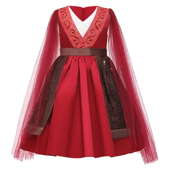 

2020 new red China princess dress Girls clothes summer children's clothing Chinese style Girls dress 3-10 years old