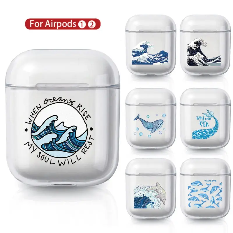 Airpods Pro Case Cover The Great Sea Wave Cartoon Pattern Clear Soft For Bluetooth Wireless Earphone 1/2/3 | Электроника