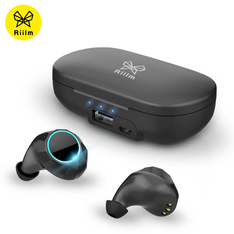 Беспроводные стерео наушники Riilm беспроводные 3D Bluetooth и внешний аккумулятор с