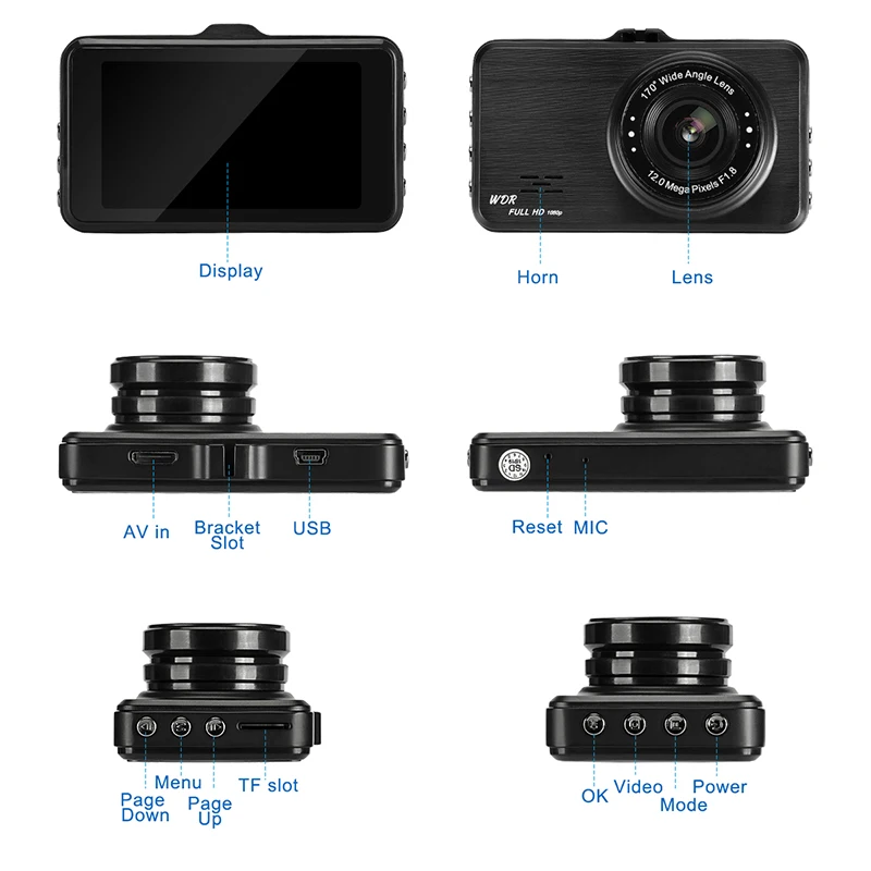 Dash Cam Full HD 1080P 3 дюйма ips Автомобильный видеорегистратор автомобильная видеокамера 170 градусов ночное видение видео регистратор g-сенсор парковка Dashcam
