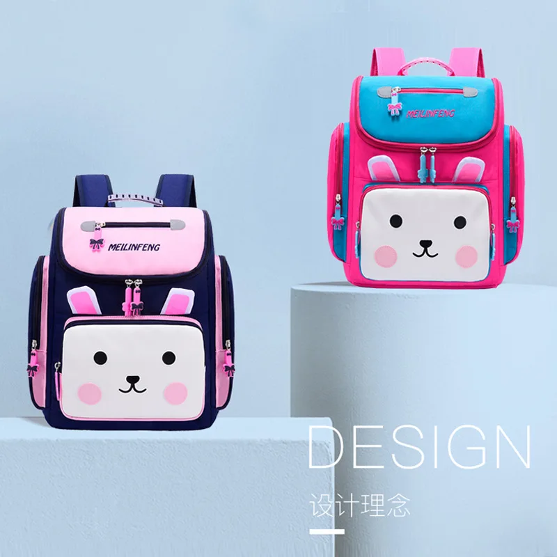 

CHILDREN'S School Bags Young STUDENT'S GIRL'S 1-3 Grade 5 Backpack 6-9-12 a Year of Age Rabbit Backpack Spine-4 Burden Relieving
