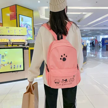 

School Backpack For Teenage Girl Women Casual Simple College School Bag Nylon Travel Backpack Sac A Dos Femme 2019#G2