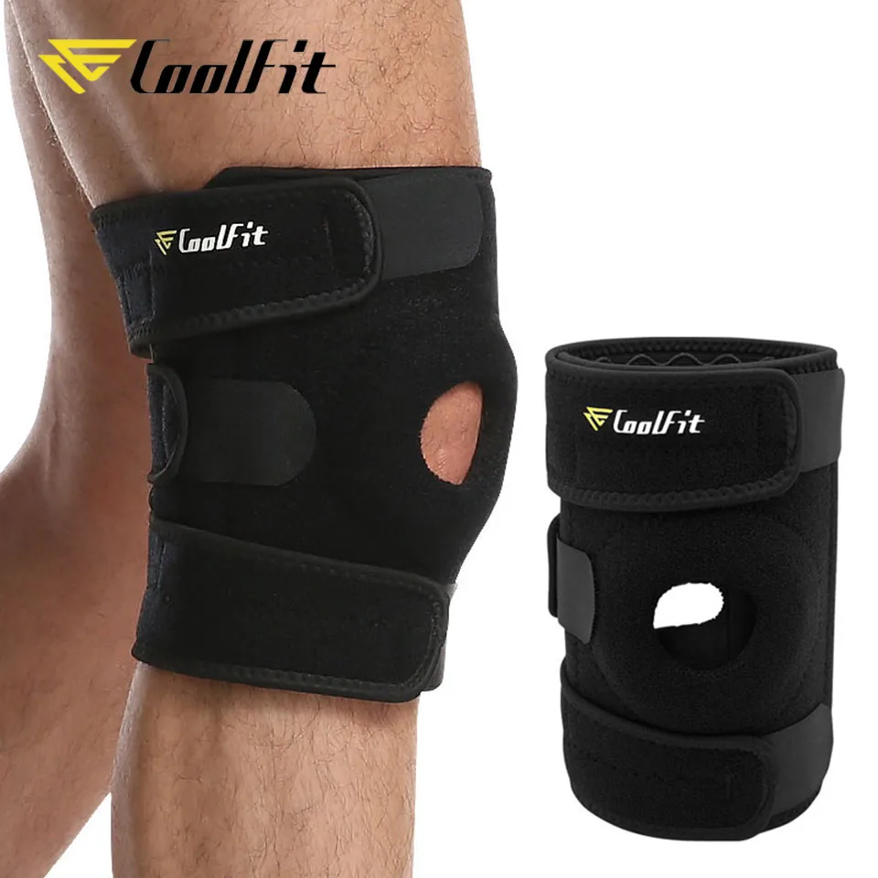 

CoolFit 1PCS Knee pad Brace Knee Support with silicone pad springs straps for Running Gym Sport workout basketball