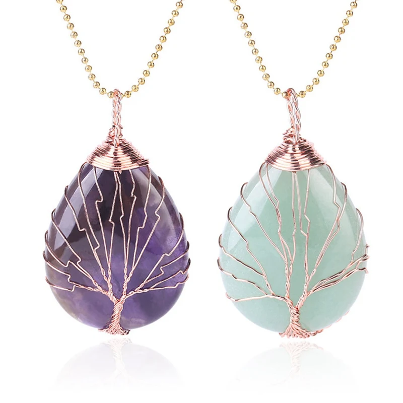 Trendy Alloy Irregular Stone Chain Necklace Rhinestone Quartz Pendant Charms Necklaces Collar
