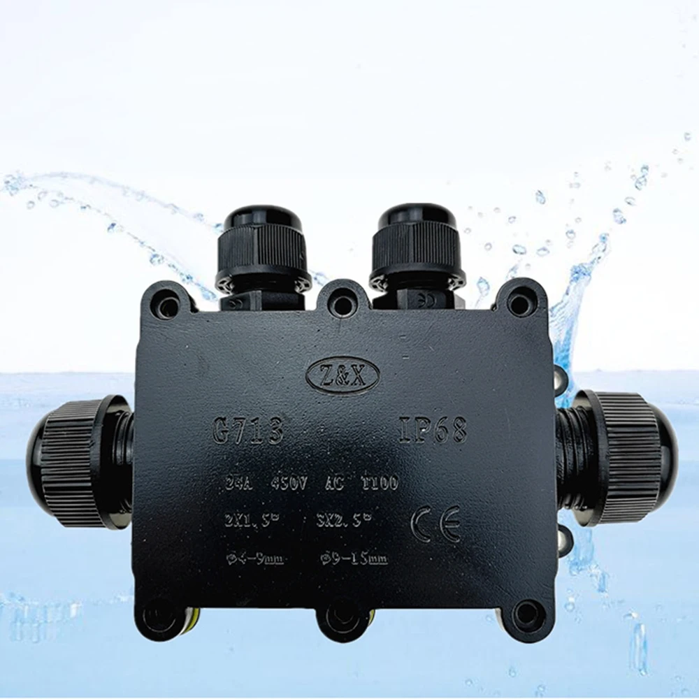 

New Outdoor 4-Hole Cable Waterproof Box Dust-Proof Sunscreen Terminal Box Ip68 Four-Way Waterproof Junction Box