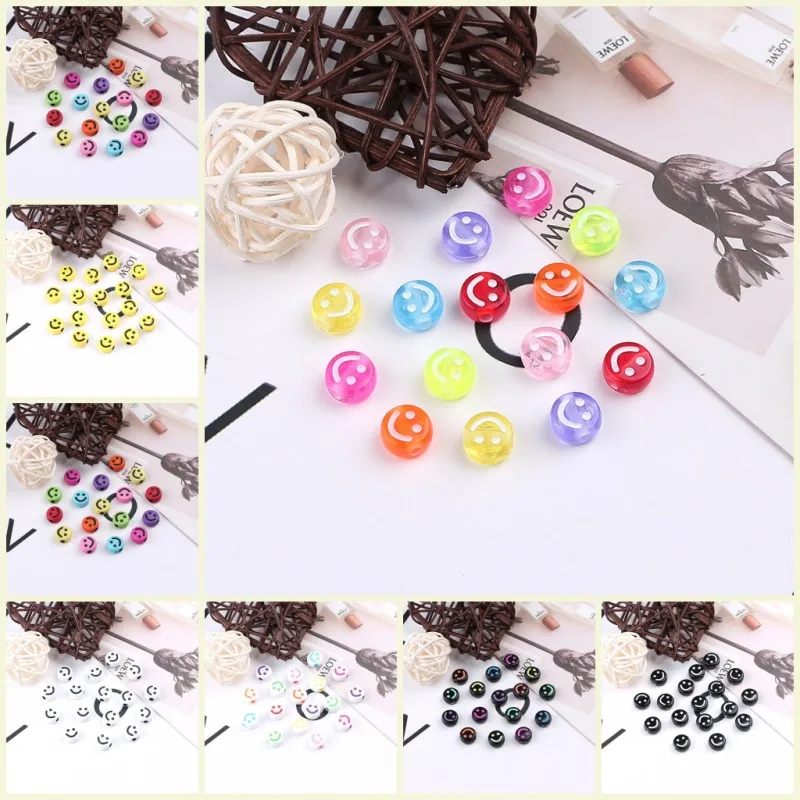 

4*7mm Random Acrylic Round Smiling Face Loose Alphabet Spacer Beads For Jewelry Handmade Diy Bracelet Necklace Accessories