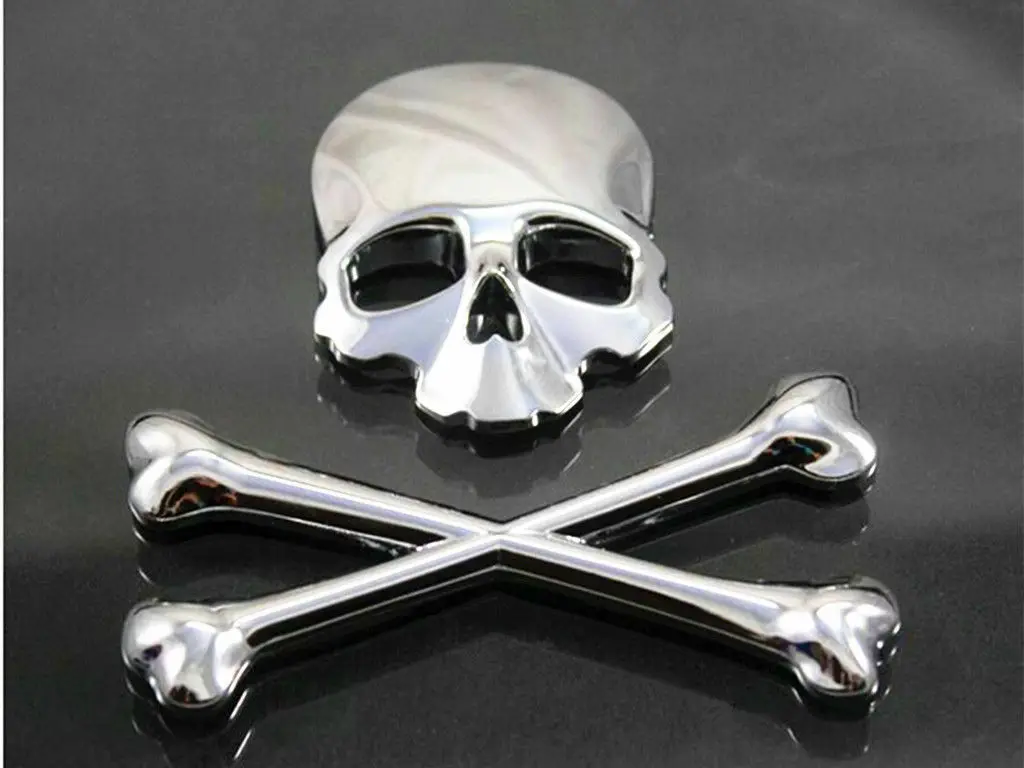 Хромированный 3d-логотип Crossbones Skull эмблема наклейка на бак автомобиль мотоцикла |