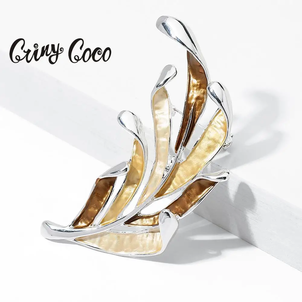 Cring Coco новый дизайн броши в форме листьев булавки Женская Брошь виде растения
