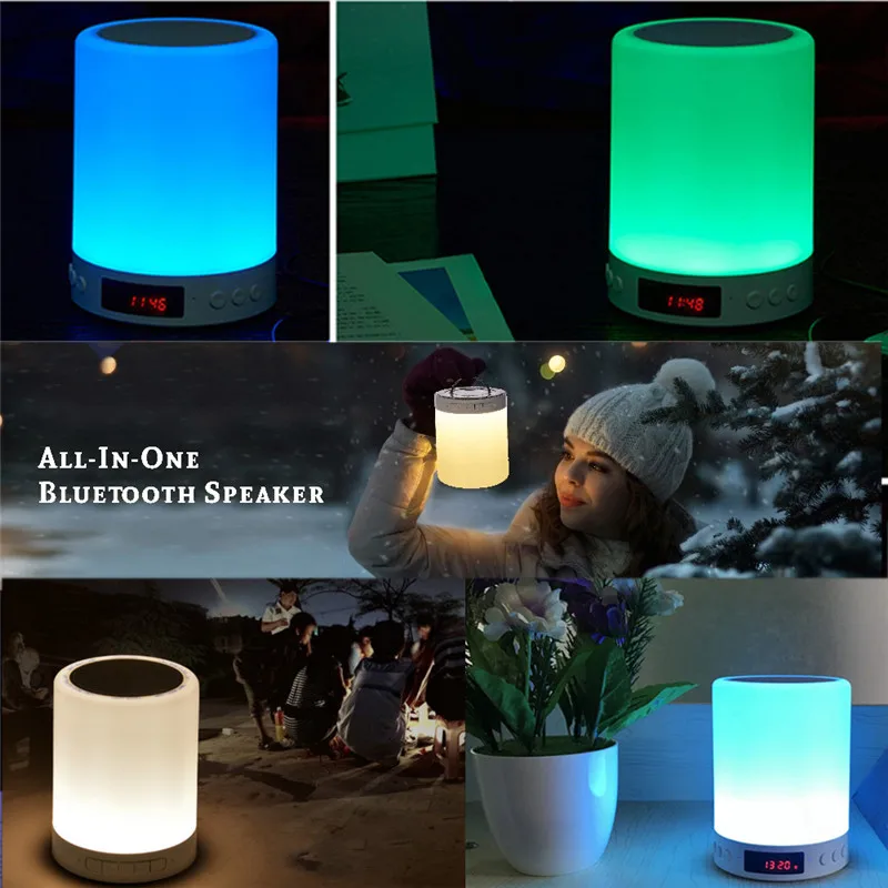 Мини мигающий беспроводной Bluetooth динамик бытовой Красочный светодиодный ночник s с будильником