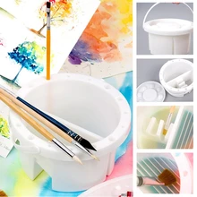 Basin Brush-Holder Paint-Brush Washing-Bucket with Color-Palette 2-In-1/acrylic 2-In-1/acrylic