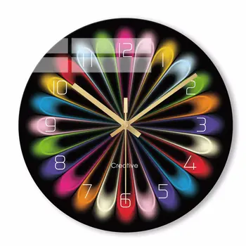 

Creative Glass Wall Clock Personality Color Pattern Mute Clock Suitable for Living Room Bedroom
