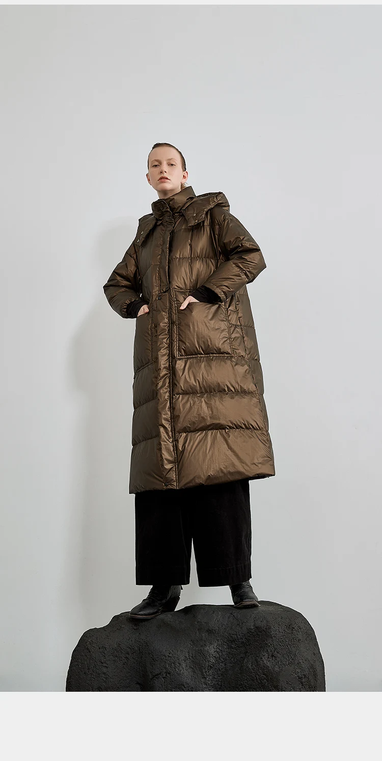 Дизайн, женский зимний толстый теплый пуховик с капюшоном, белый утиный пух, Офисная Женская Повседневная Свободная короткая длинная пуховая куртка