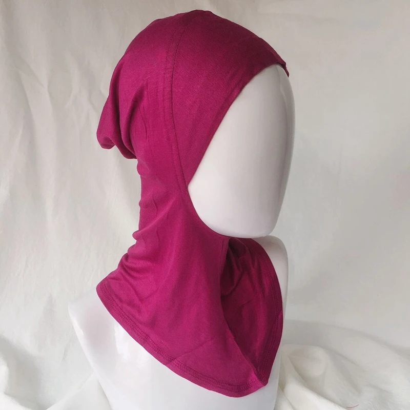 Цельный женский шарф хиджаб с морщинами, большие размеры, ислам, шаль, головной убор, мягкий длинный мусульманский шарф с потертостями, хлопок, простой хиджаб - Цвет: purple inner jersey