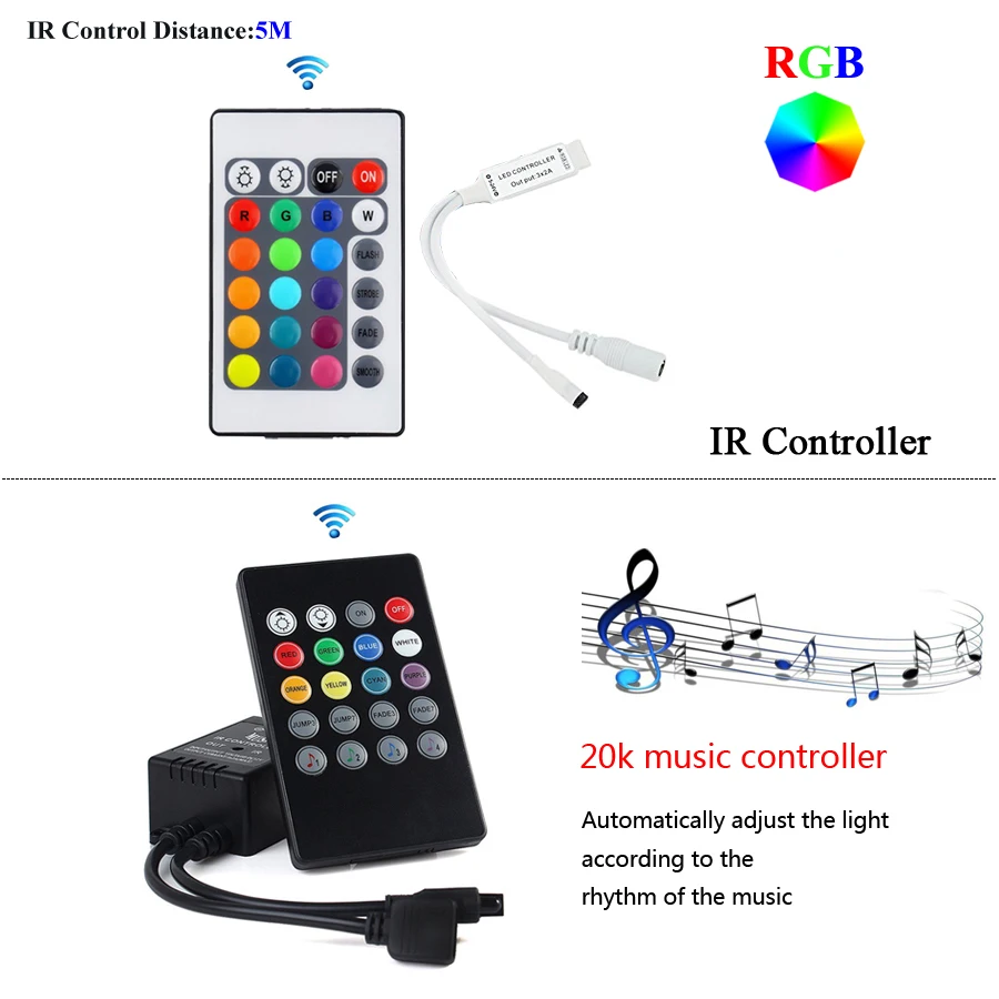Wifi RGB RGBW светодиодный контроллер с ИК-пультом дистанционного управления с батареей для постоянного тока 12 В RGB 2835 5050 Светодиодная лента светильник светодиодный модуль светильник