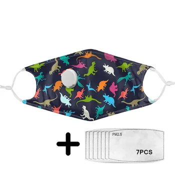 

Cartoon Dinosaur Pattern Children Mouth Mask with PM2.5 Filters for Kids Daily Dust Proof Face Masks Respirator Women Cubrebocas