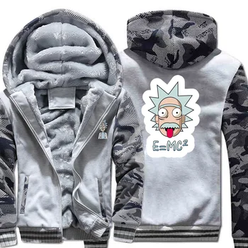 

New 2019 Hoodies Warm Clothing Streetwear Rick And Morty Cartoon Hooded Coat Thick Sweatshirt Camouflage Raglan Winter Fashion