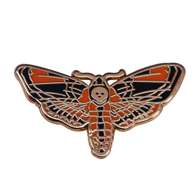 Curiology Deaths Head Skull Hawk Moth Punk Pins large nocturnal moth spooky goth Insect Jewelry Halloween oddities Brooch | Украшения и