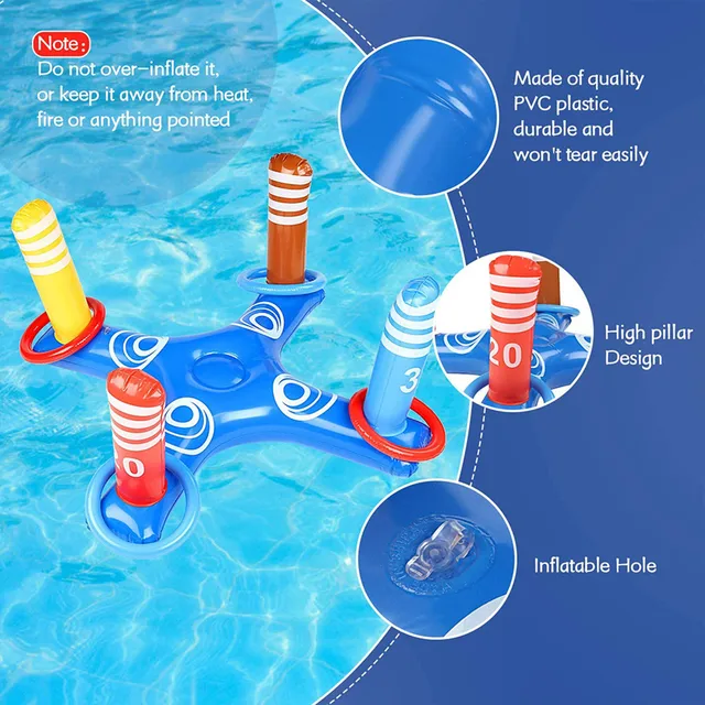 Inflatable Ring Throwing Ferrule Inflatable Ring Toss Pool Game Toy Kids Outdoor Pool Beach Fun Summer Water Toy бассейн 4