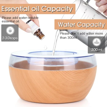 Wood Grain Oil Aromatherapy Diffuser 300ML USB Air Humidifier Electric Aroma Diffuser Mist Mini Have 7 LED Light For Car Home Office 4