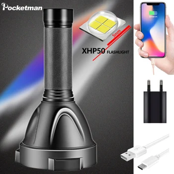 

Pocketman XHP50 Glare Flashlight Large Capacity Long-range Outdoor Patrol Spotlight With 36650 Battery Powerful Torch Lanterna