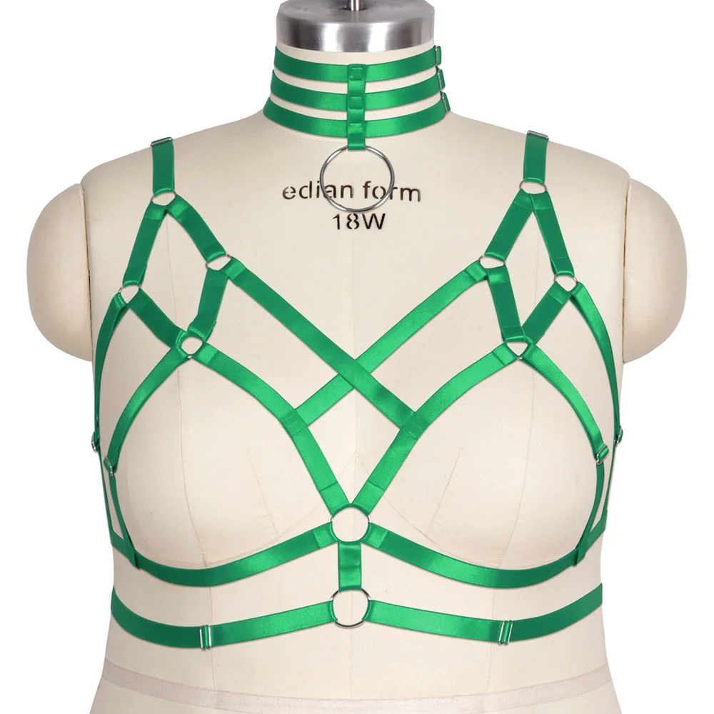 Green Sequin Harness Bralette, Tops
